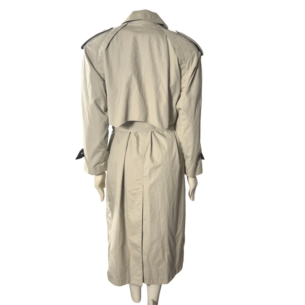 VTG Misty Harbor Original Trench Coat Women 10 Beige Plaid Lined Double Breasted